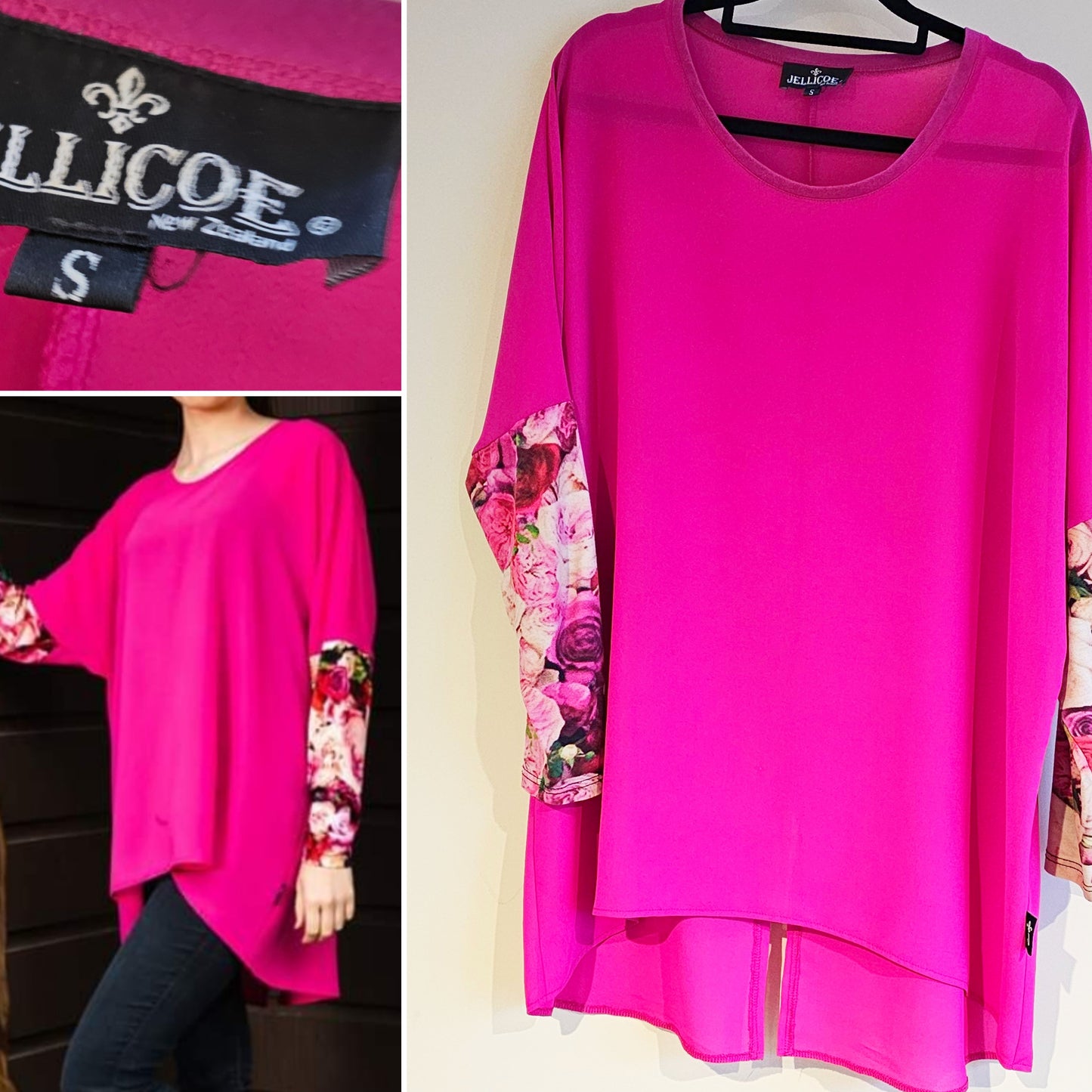 JELLICOE Pink Top with Rose Fabric Sleeves